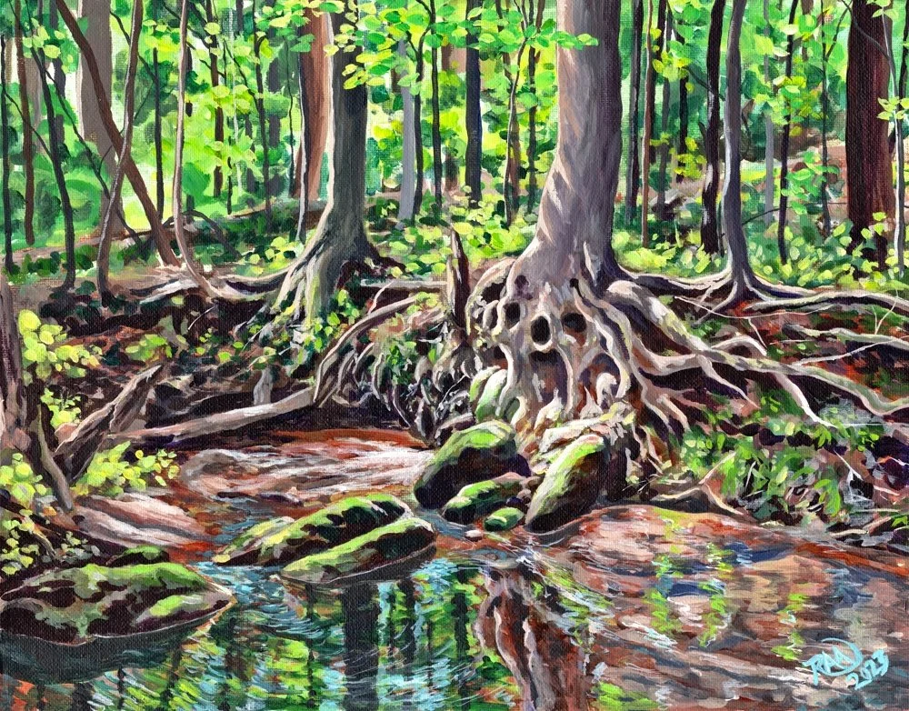  
  "Guardian 2"  
  11"x14" | Acrylic on Canvas Panel | Plein Air | 2023 
  Hitchiti Trail, near Macon, GA 
  In Private Collection   