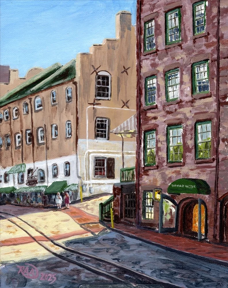  
  "The Mad Hatter"  
  8"x10" | Acrylic on Canvas Panel | Plein Air | 2025 
  River Street, Savannah, GA 
  Currently NSF   