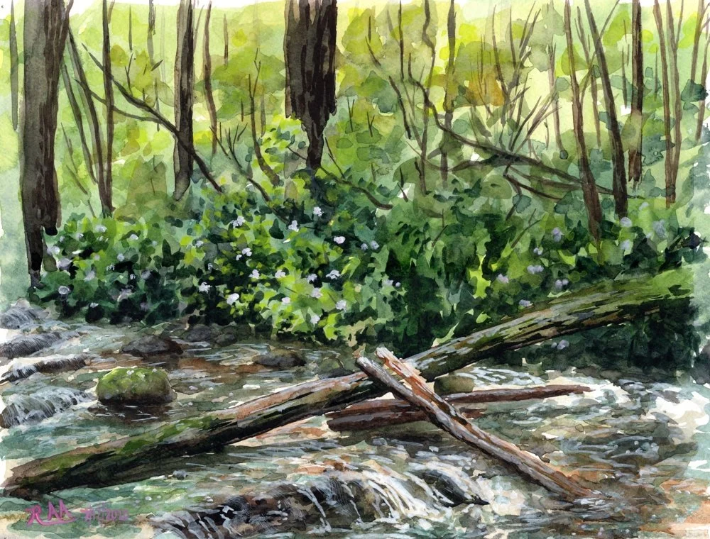  
  "Our Escape"  
  9"x12" | Watercolor on paper | Plein Air | 2020 
  near Mocassin Creek State Park, GA 
  In Private Collection   