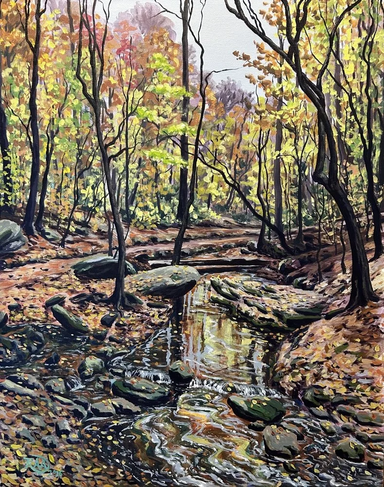  
  "A Fall Hike"  
  16"x20" | Acrylic on Canvas Panel | 2026 
  State Botanical Garden of Georgia, Athens, GA 
  Currently NFS   