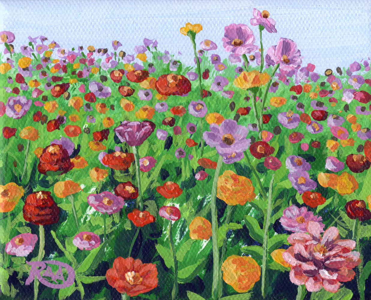  
  "Summer Flowers-Redux"  
  4"x5" | Acrylic on Stretched Canvas | 2026 
  Gibbs Gardens, GA 
  SOLD   