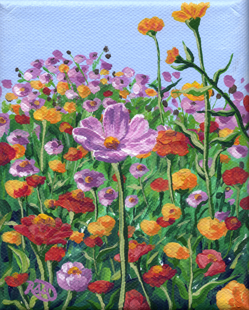  
  "Summer Flowers"  
  4"x5" | Acrylic on Stretched Canvas | 2026 
  Gibbs Gardens, GA 
  SOLD   