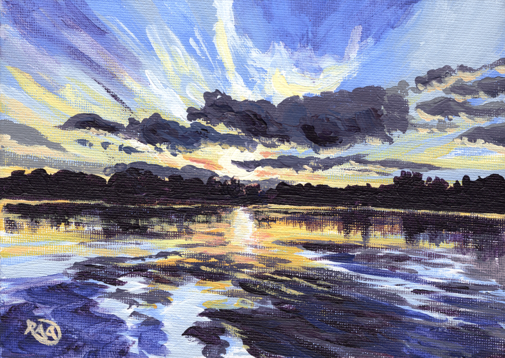  
  "A Fukuoka Sunset"  
  5"x7" | Acrylic on Canvas Panel | 2023 
  Kyushu, Japan 
  In Private Collection   