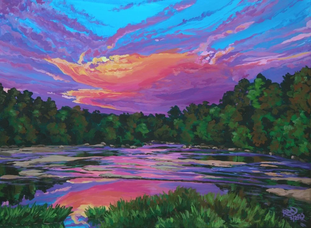 Sunset at Watson Mill (18"x24" Original Painting)