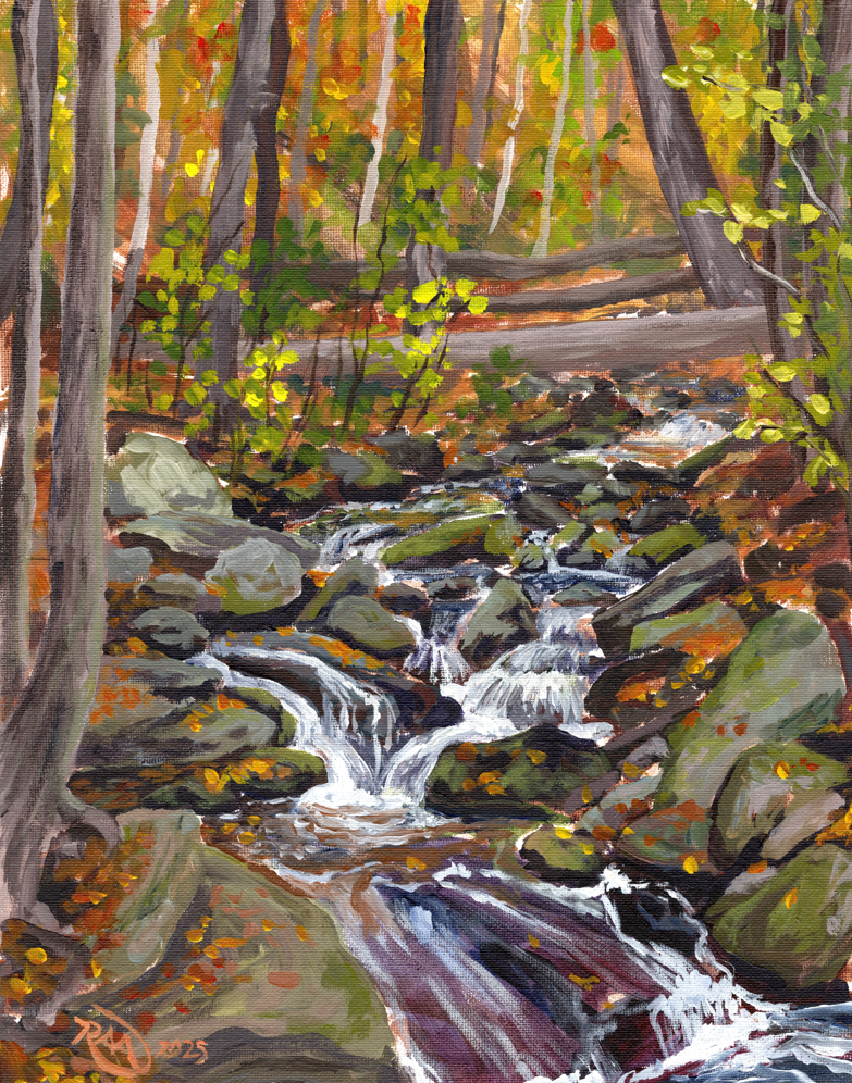  
  "A Fall Hike to Amicalola Falls"  
  11"x14" | Acrylic on Canvas Panel | Plein Air | 2025 
  Amicalola Falls State Park, GA 
  In Private Collection   