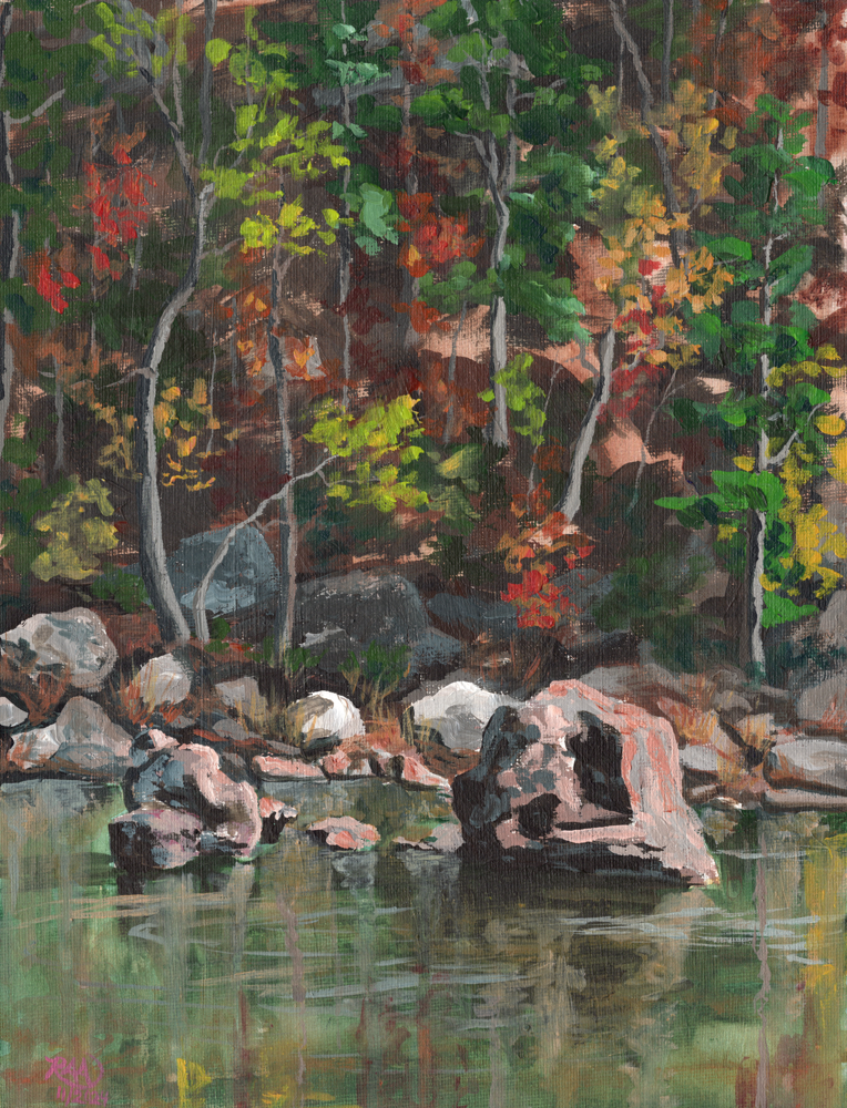  
  "Fall at Sprewell Bluff"  
  9"x12" | Acrylic on Canvas Panel | Plein Air | 2024 
  Sprewell Bluff Park, GA 
  In Private Collection   