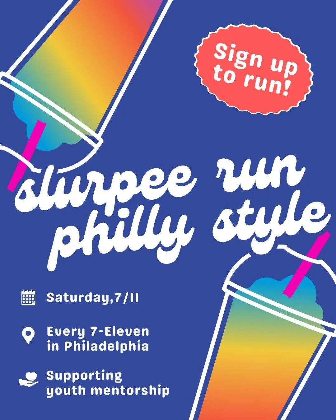 The coolest run of the summer is back!

This Saturday, Matthew Cooper is running to every 7-Eleven in Philadelphia to celebrate National Slurpee Day and to fundraise for Students Run Philly Style.

Join for the full adventure or hop in whenever you'd