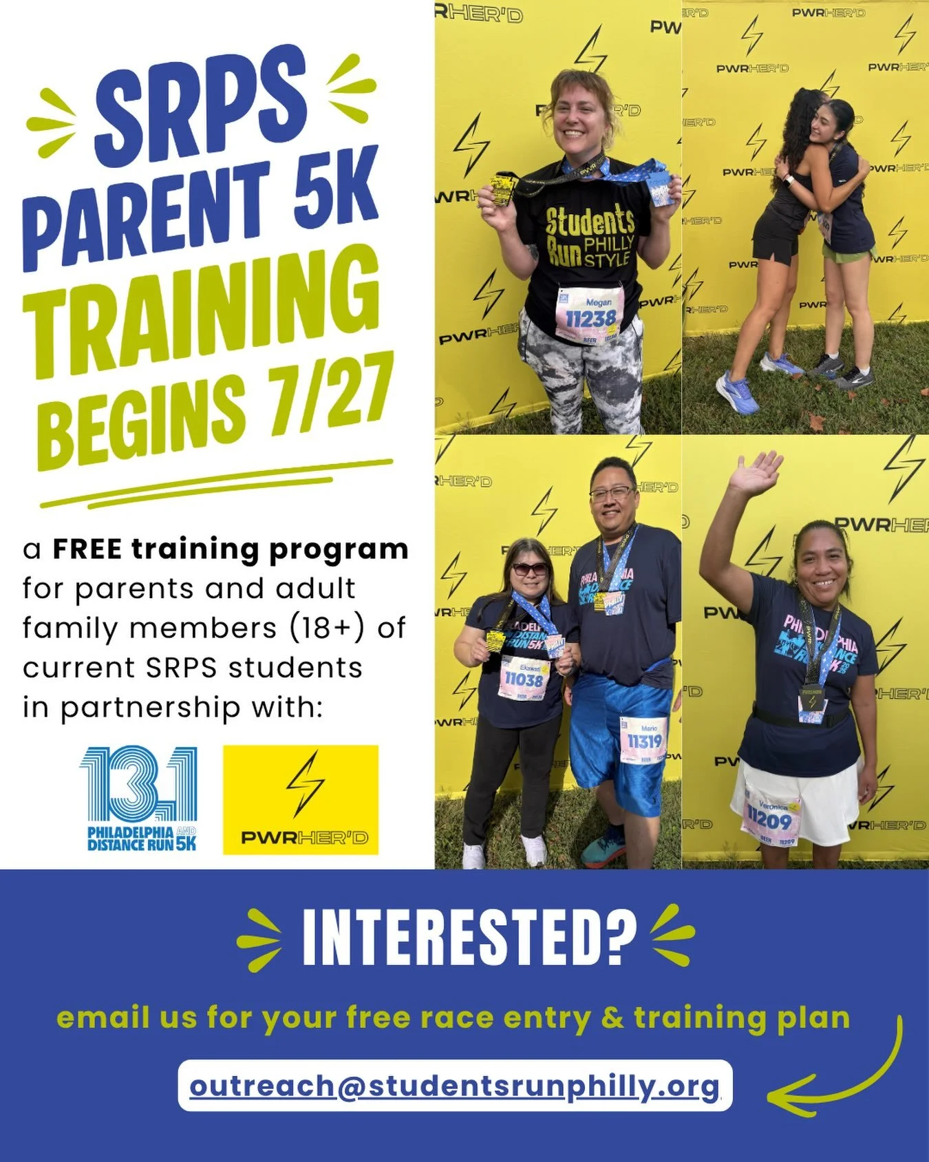 📣Calling all SRPS parents and adult family members: Our SRPS Parent 5K Program is back!

This free training program is open to parents and adult family members (18+) of current SRPS students who want to train together for the @philadelphiasistanceru