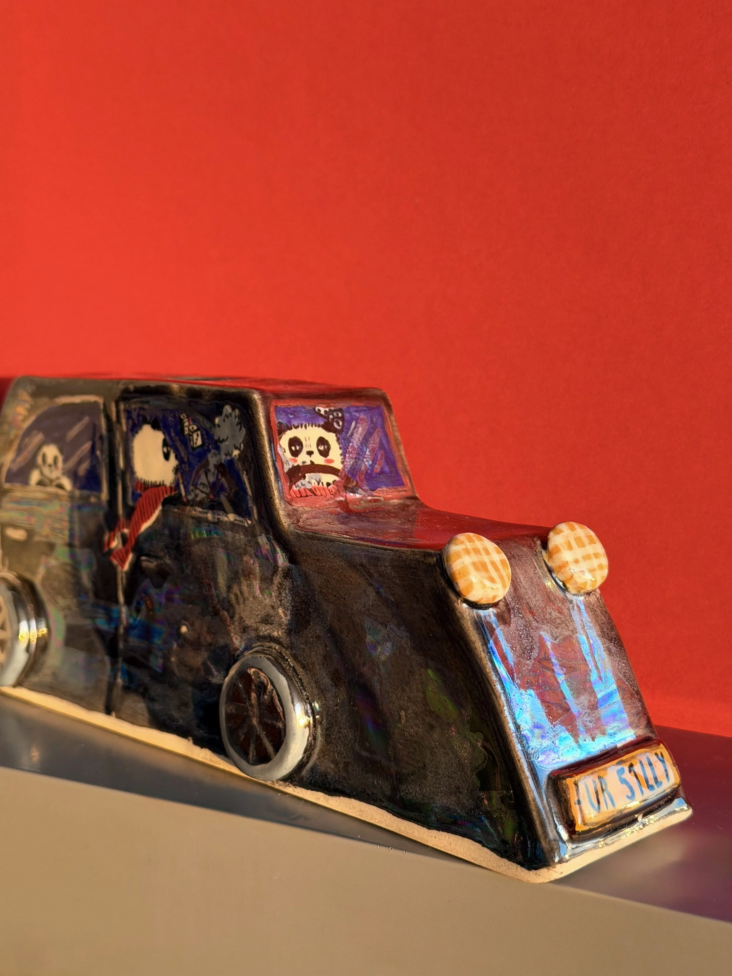 Panda road trip vase