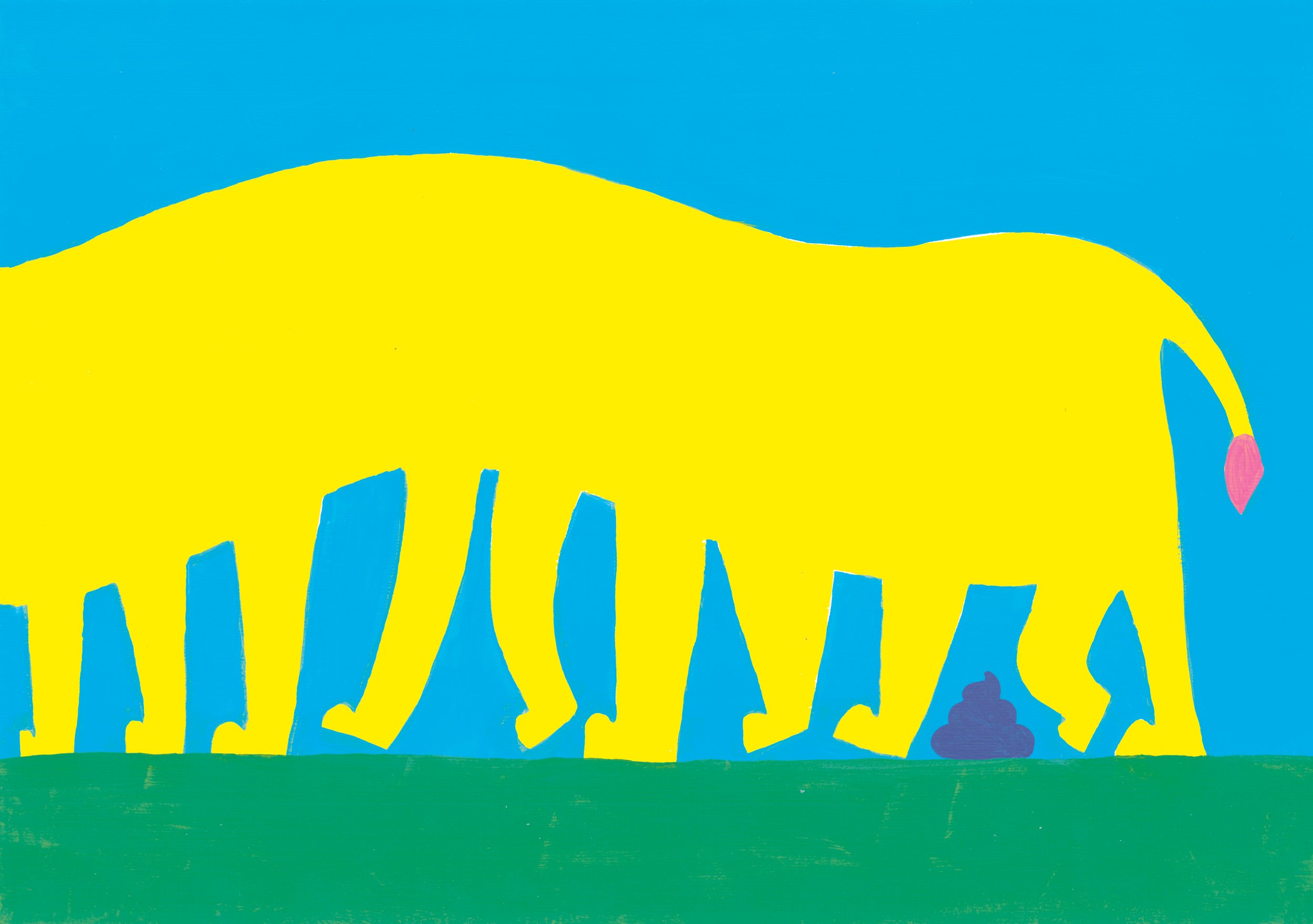 Phantastische Tiere - Illustration eines Löwen-tausendfüssler mit gelbem Körper vor einem blauen Hintergrund.