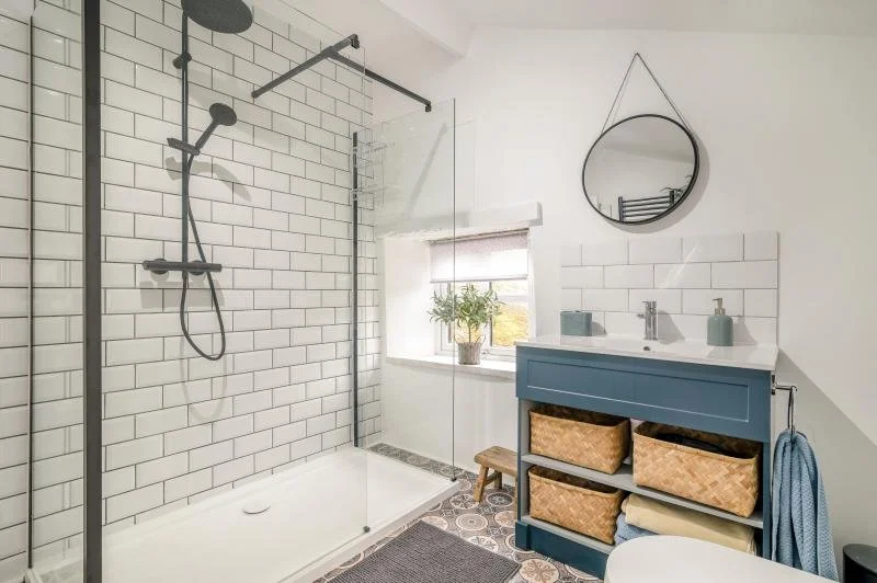 Beautiful, spacious upstairs bathroom featuring a walk-in shower
