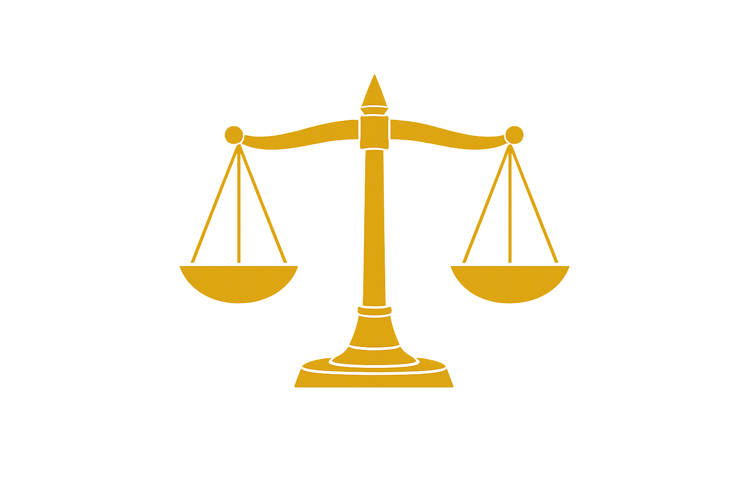 A golden balanced scale symbol representing justice or law.