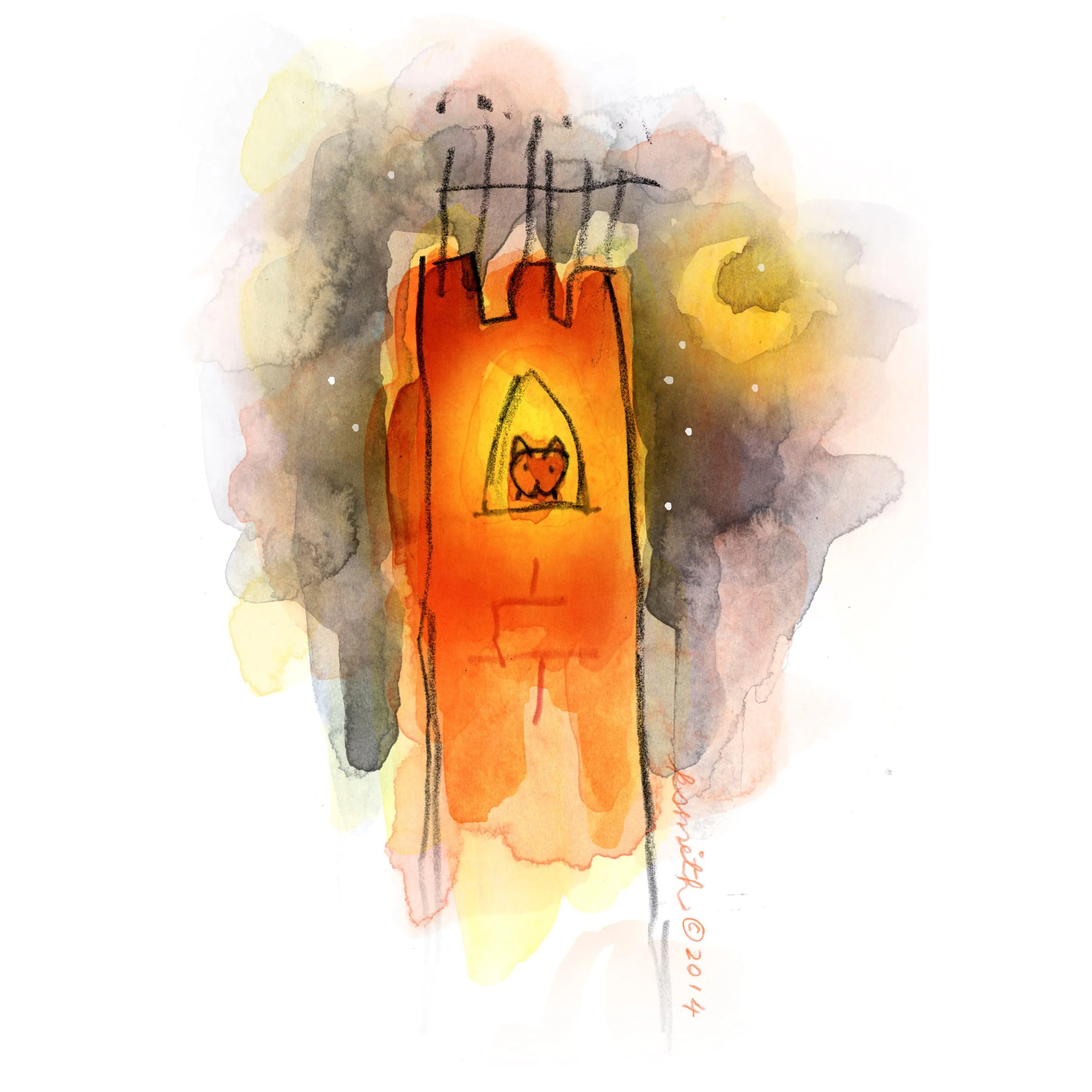Orange Cat Climbs the Tower