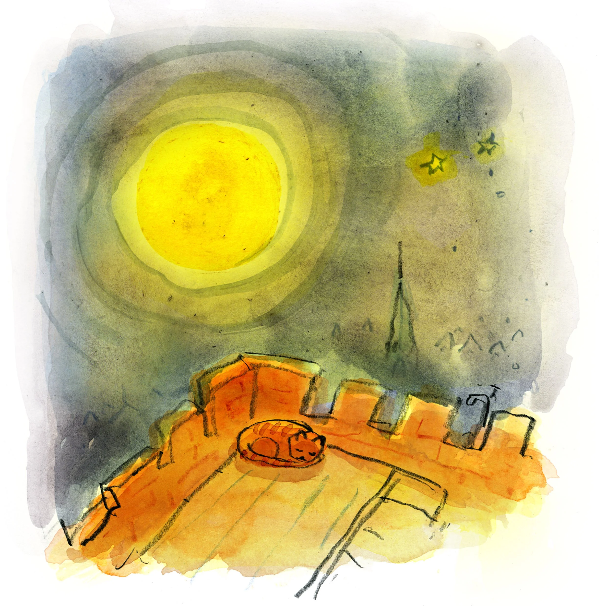 Orange Cat Naps - Top of the Tower