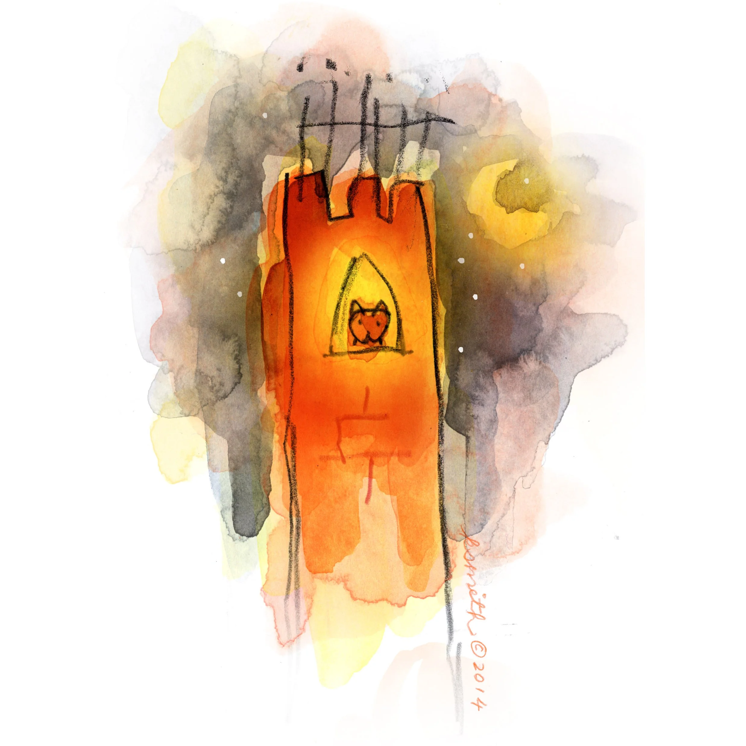 Orange Cat Climbs the Tower