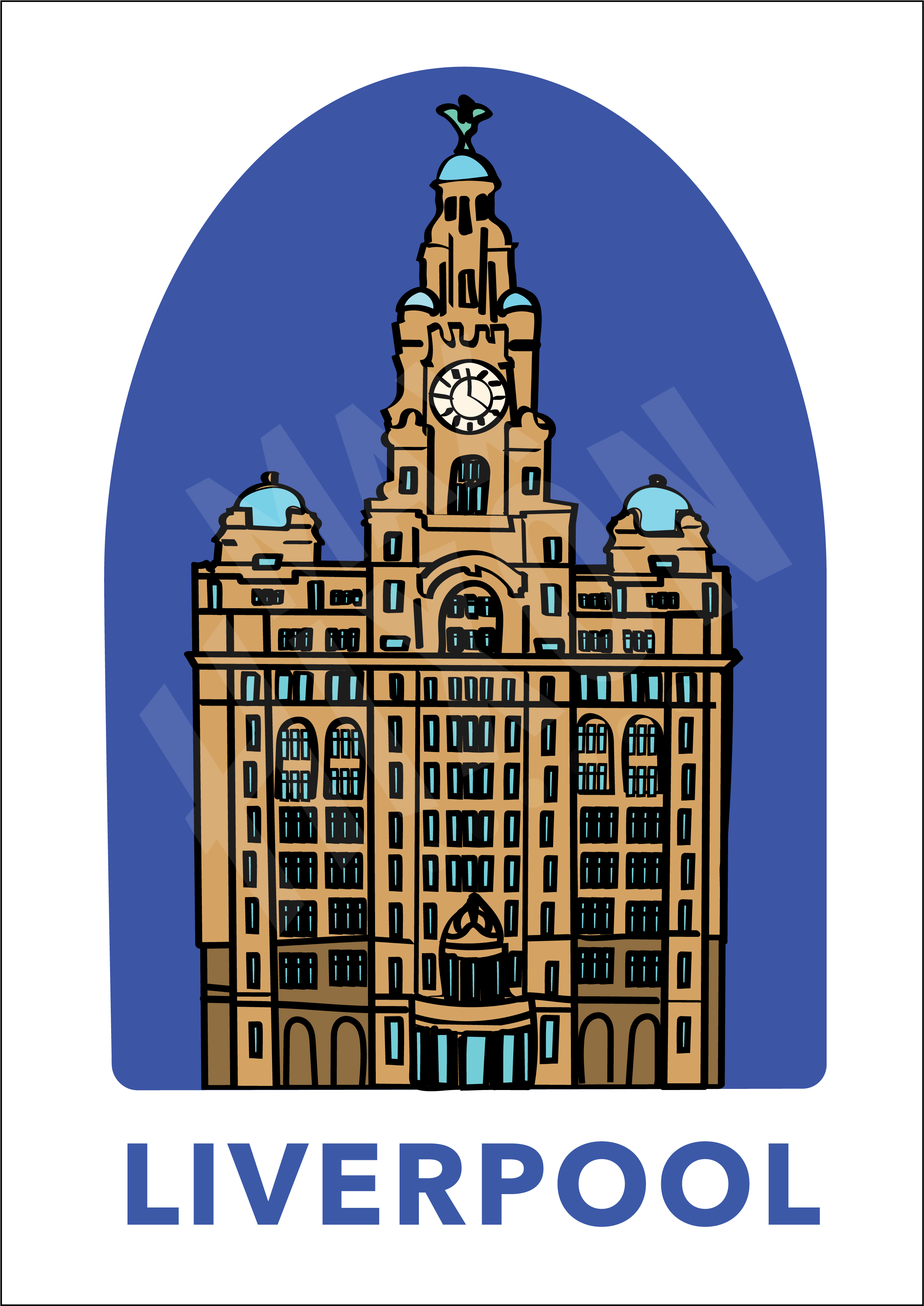 Illustration of The Liver Building, Liverpool