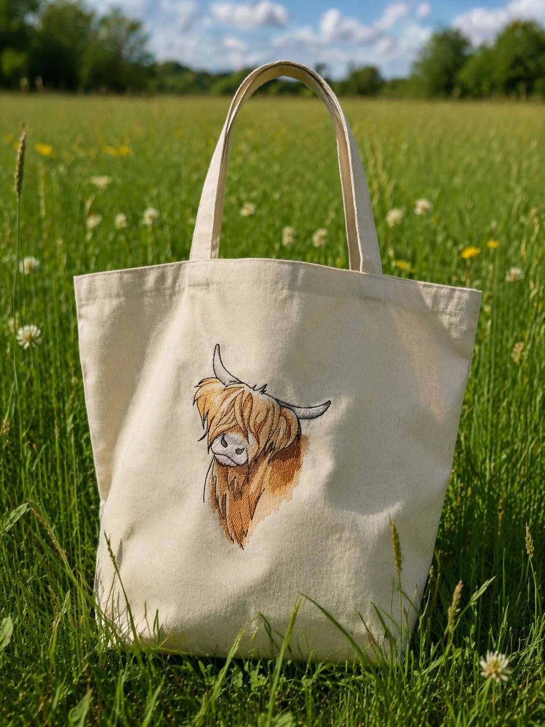 Highland Cow Canvas Tote