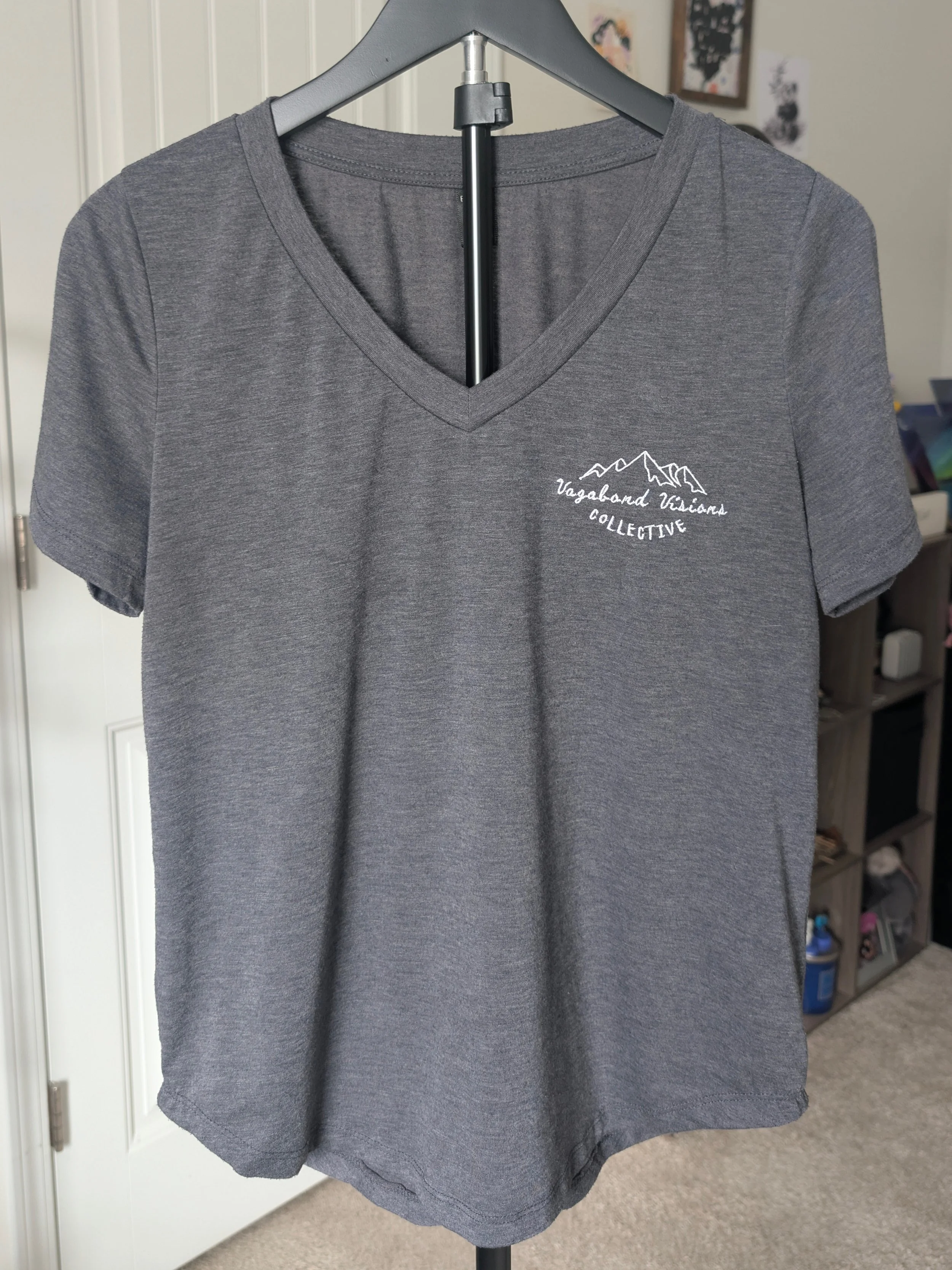 Women's Dark Gray Emery Rose V-Neck Shirt (Size S)