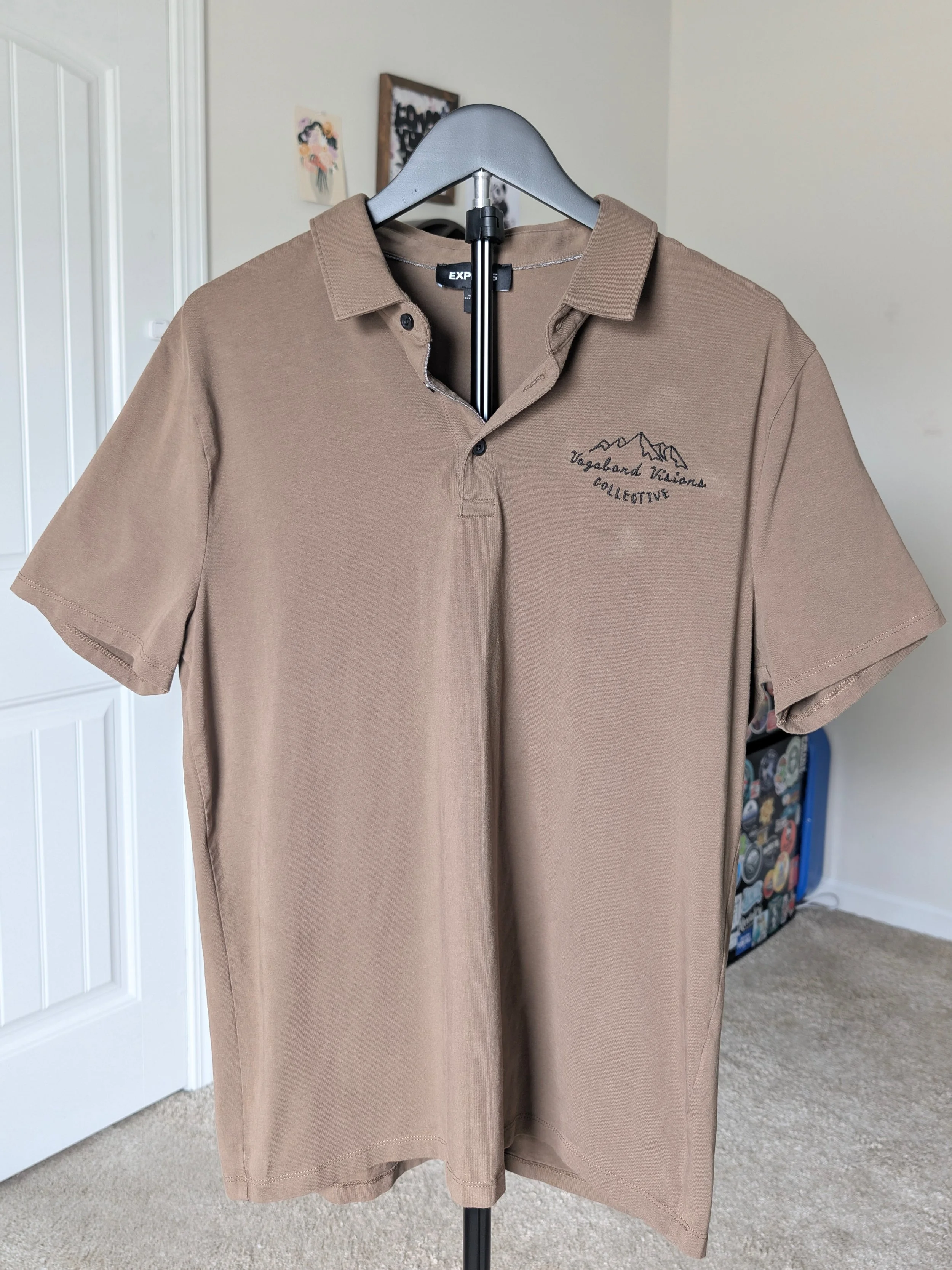 Men's Brown Express Polo Shirt (Size L)