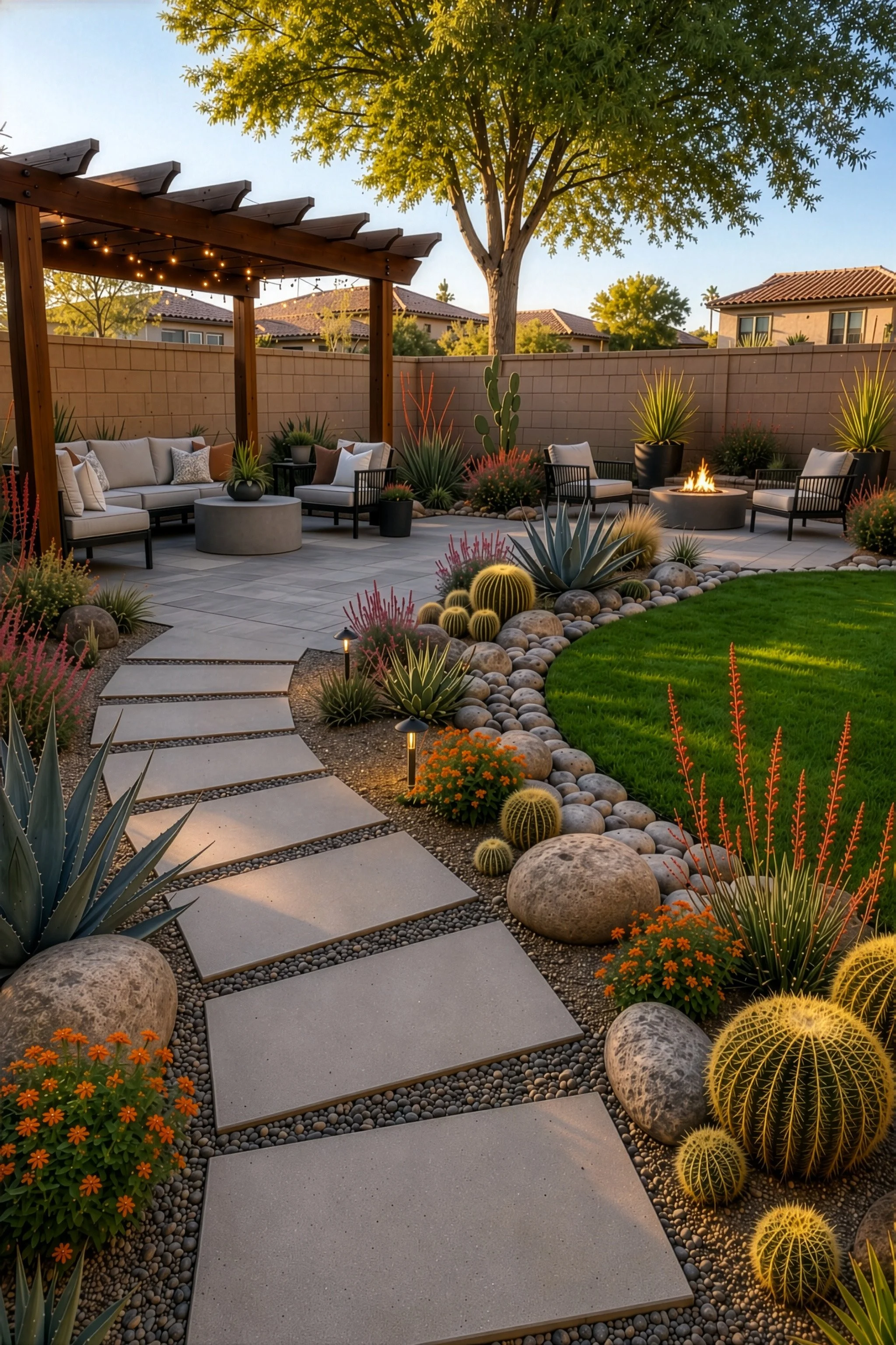 Pergola Lounge with Desert Planting