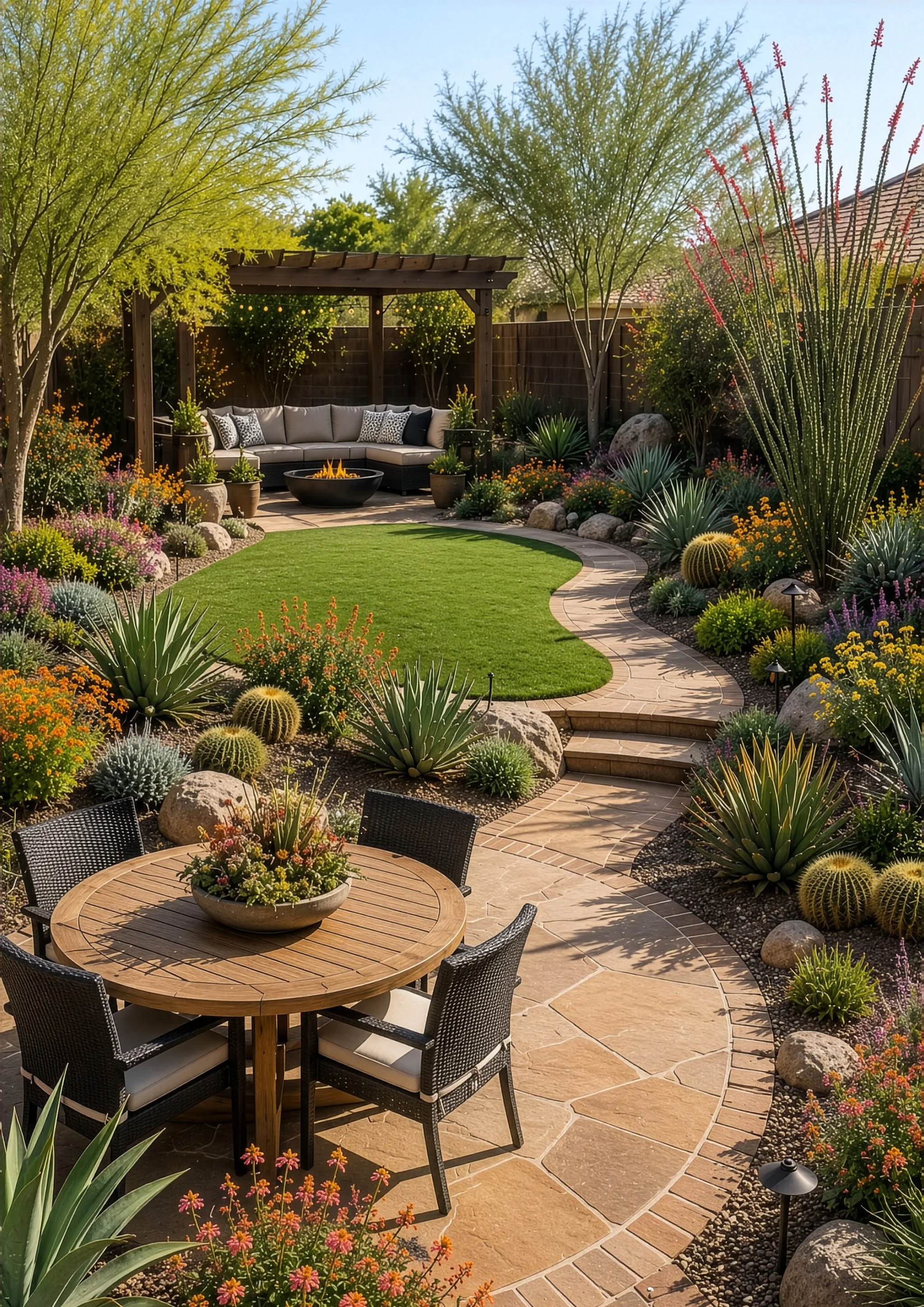 Lush Desert Backyard Garden