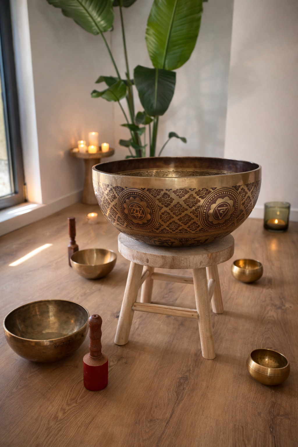 Bol tibétain artisanal utilisé en sonothérapie à L'Apogée — séances de relaxation sonore et rééquilibrage énergétique près de Toulouse