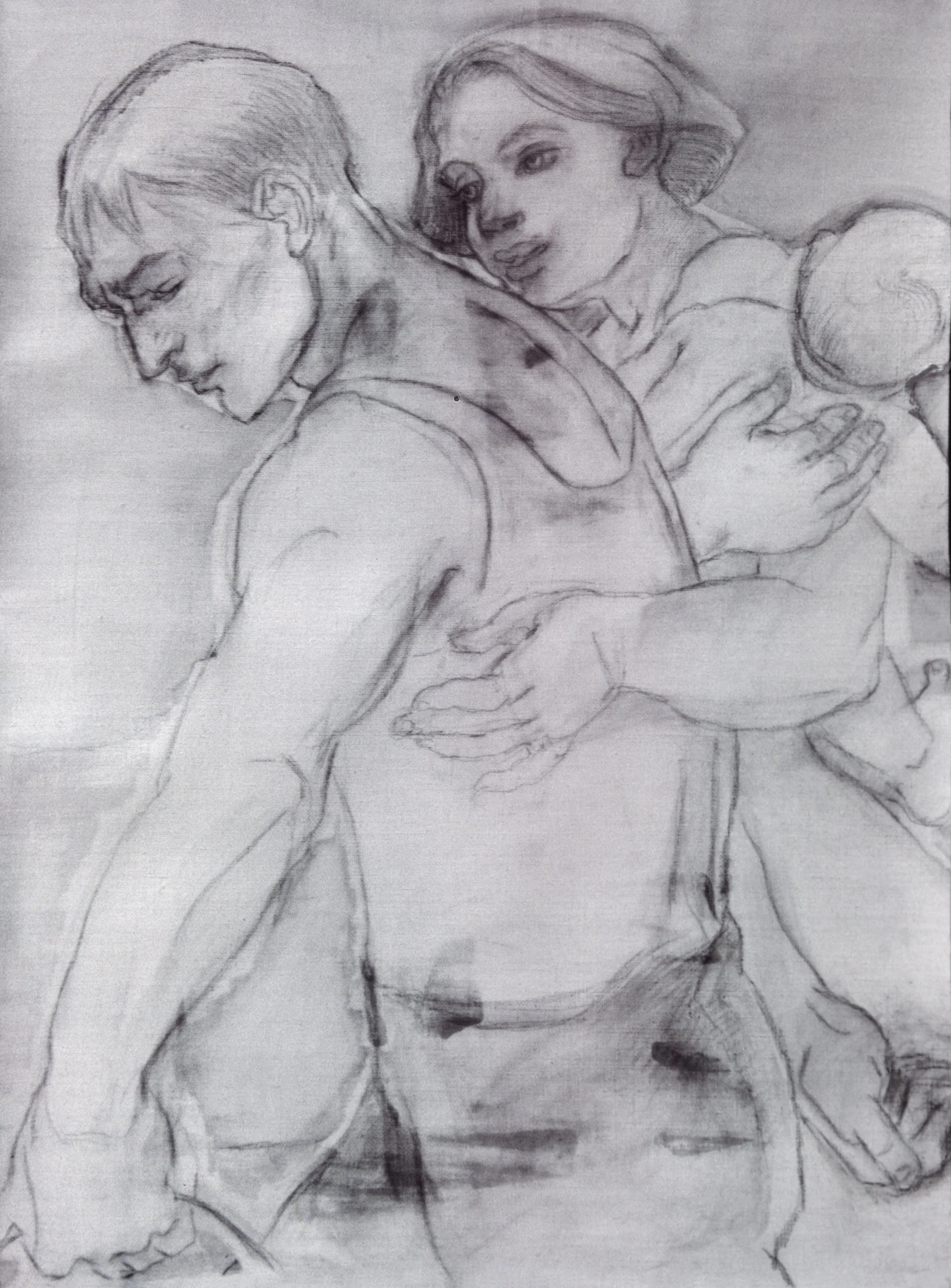  Comfort , 2001, Charcoal on rag paper, 16 x 12 in.