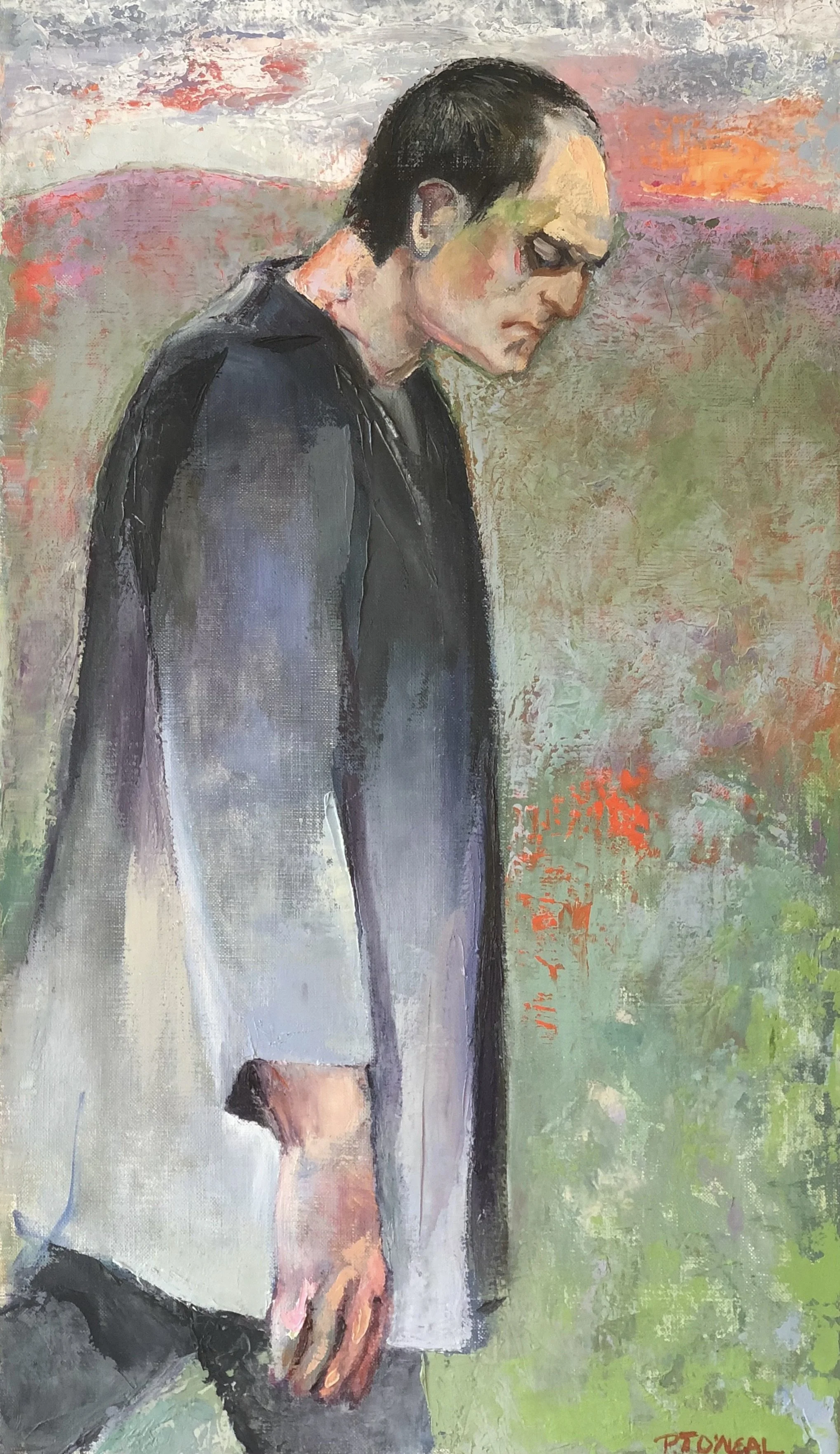  Alone , 2002. Oil on linen canvas, 21 x 12 in.