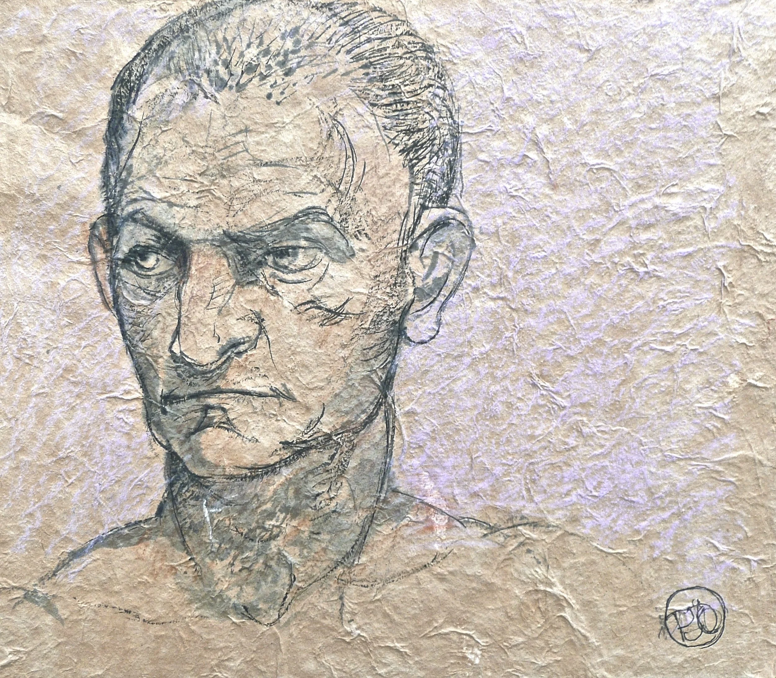  Concern - Life Portrait Drawing , 2002, Black and colored inks on rag paper, 11.5 x 9 in.