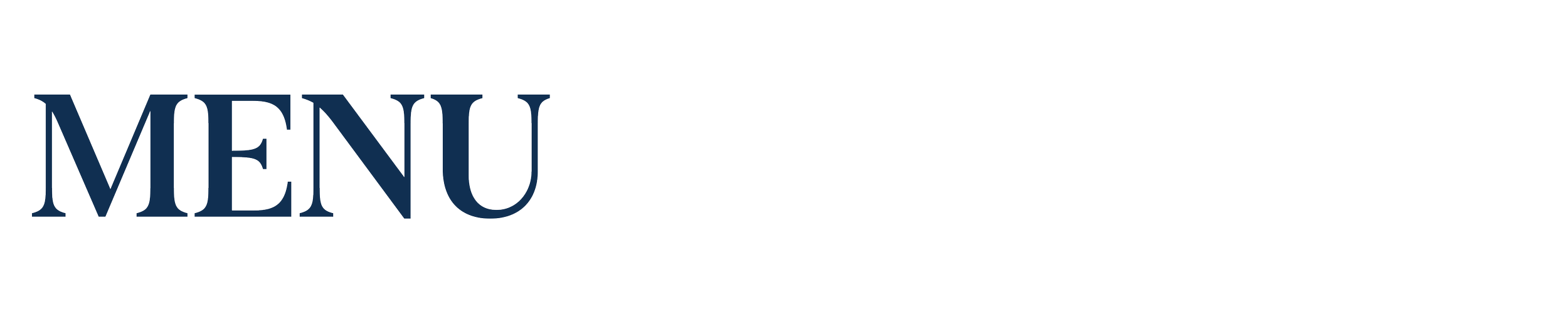 A restaurant menu with a black background and the word 'MENU' in large blue letters