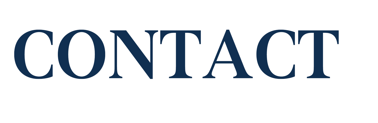 The word 'CONTACT' in large, bold, navy blue letters on a white background.
