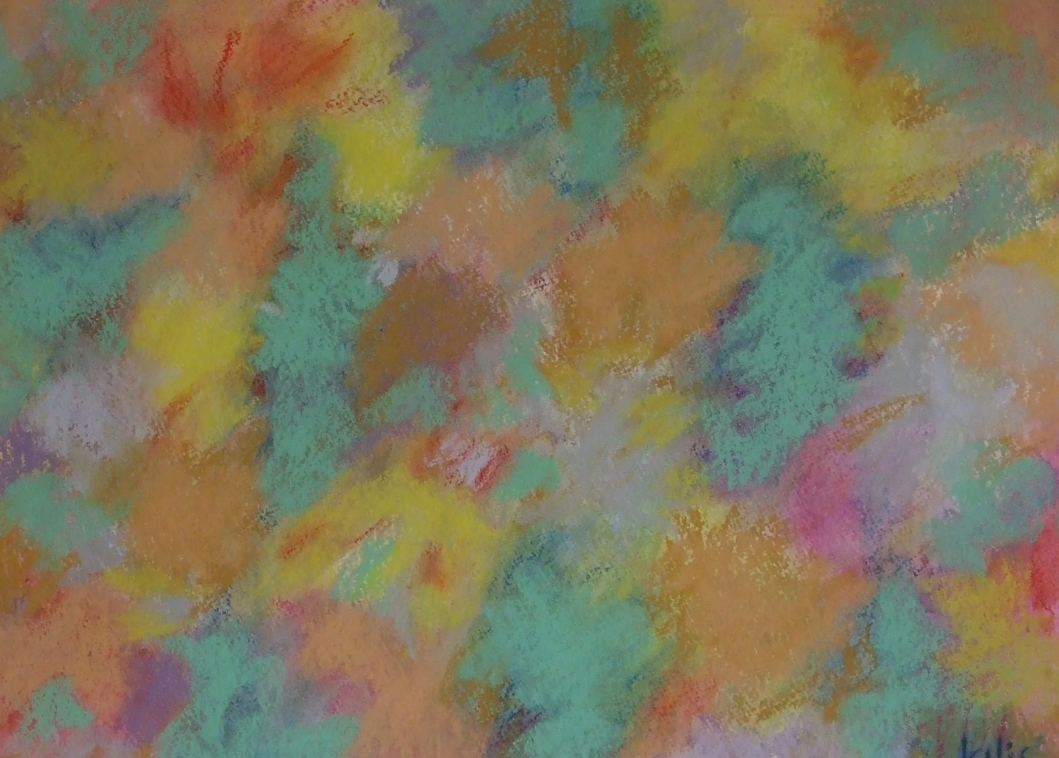 “Adjective-Pliable”, 2010, 20”x24”, Pastel on Paper, the piece comes with a mat and a frame.
