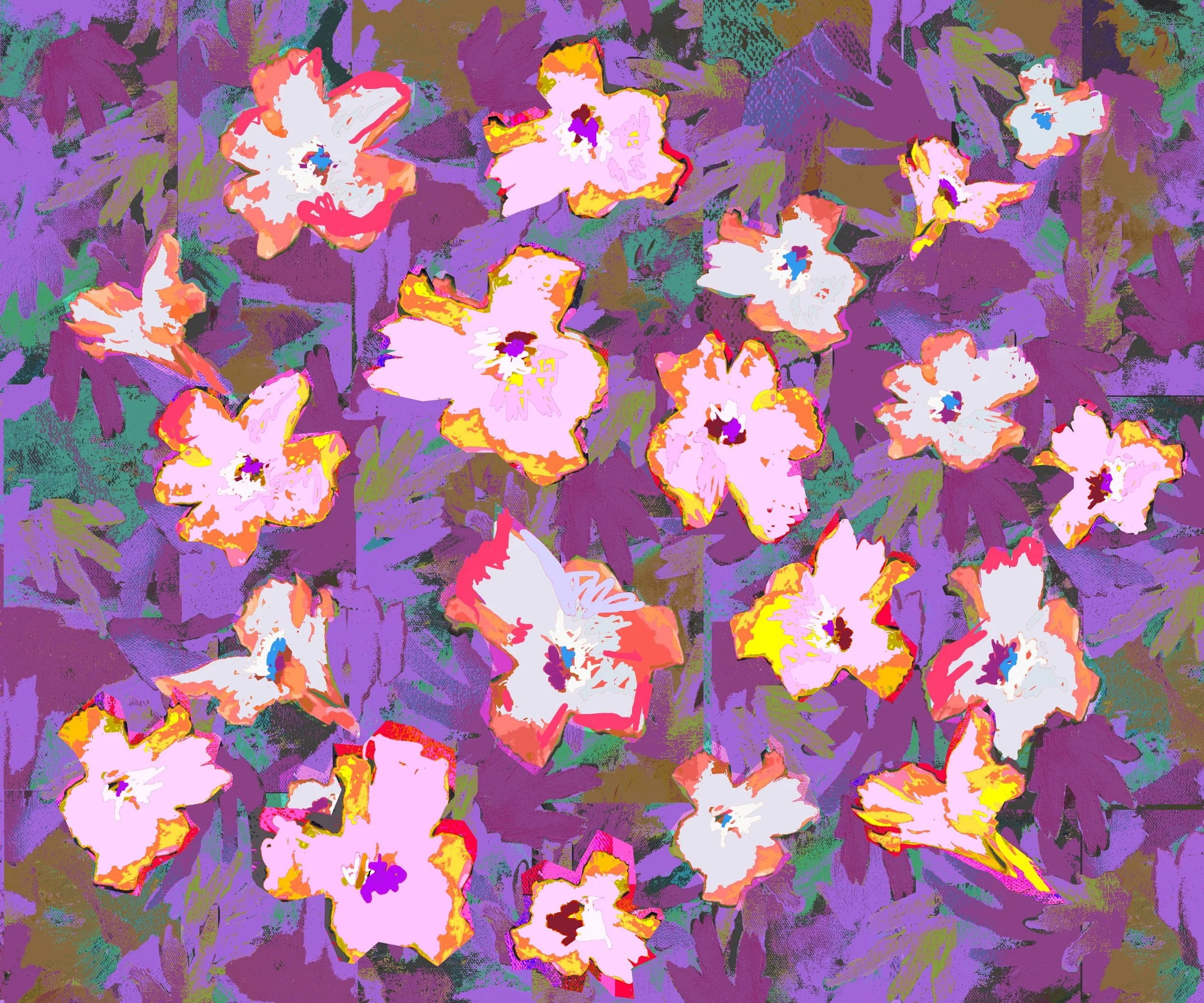 “California Poppies-Purplish”, 2024, 20”x24”, POSTER, the piece comes with a mat and a clear plastic sleeve..