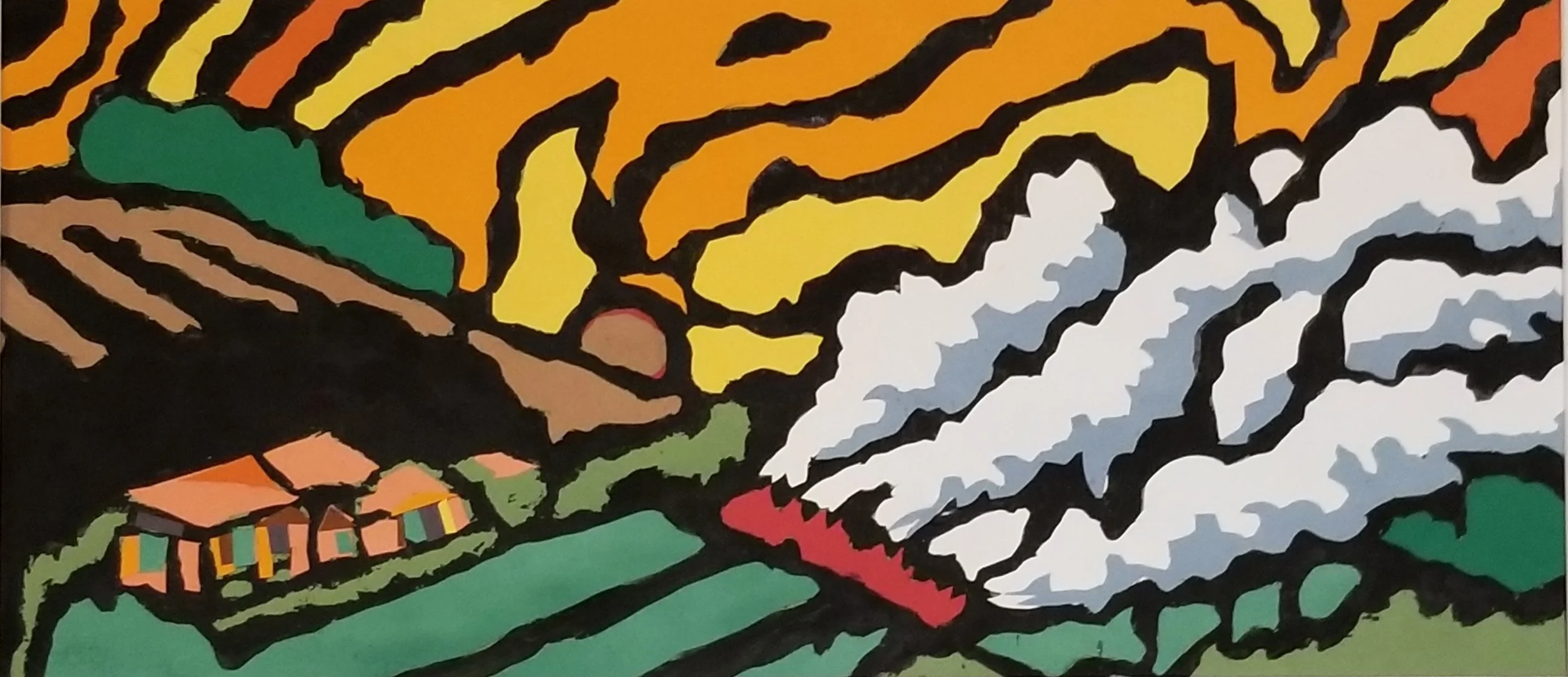 Colorful abstract landscape. The 2017 Napa and Sonoma counties fires are the inspiration.