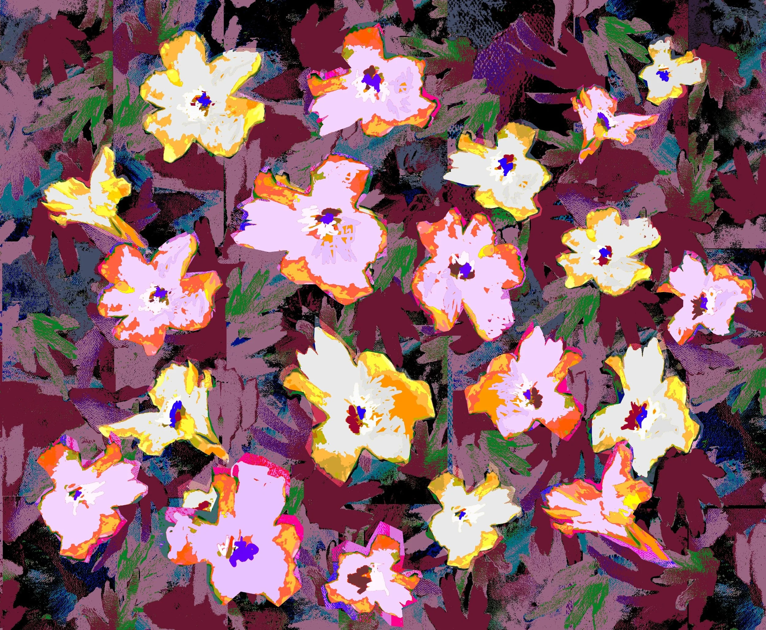“California Poppies-Plum”, 2024, 20”x24”, POSTER, the piece comes with a mat and a clear plastic sleeve..