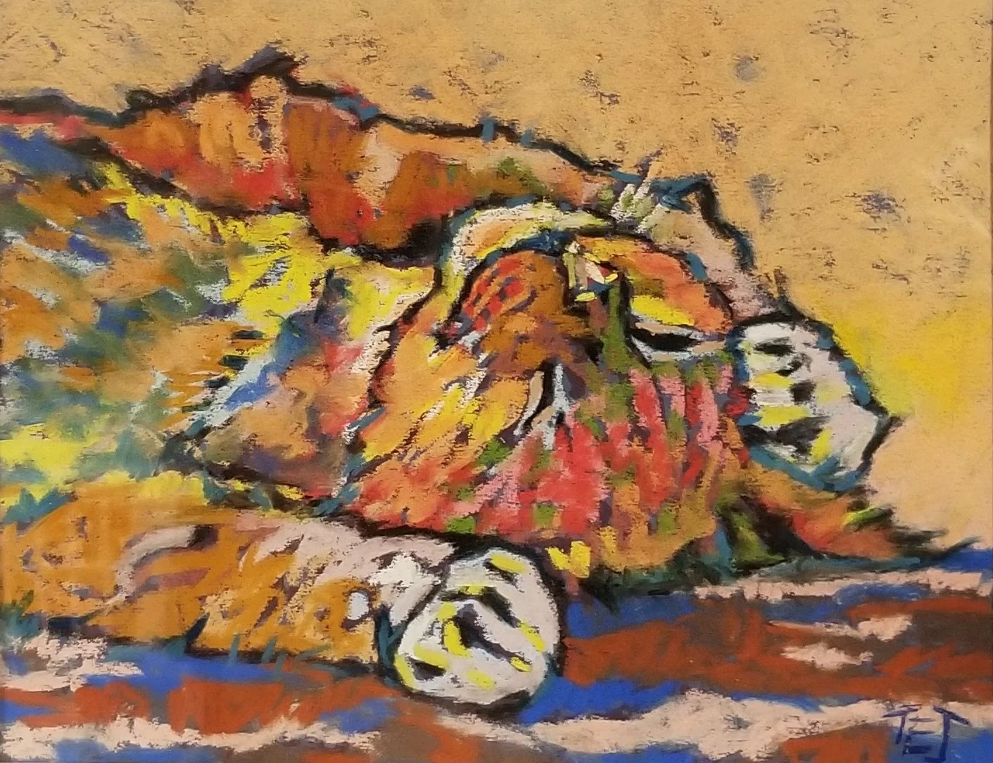 His Natural State, 8.5"x11", 2020, Pastel on Paper, the piece comes with a mat and a frame..