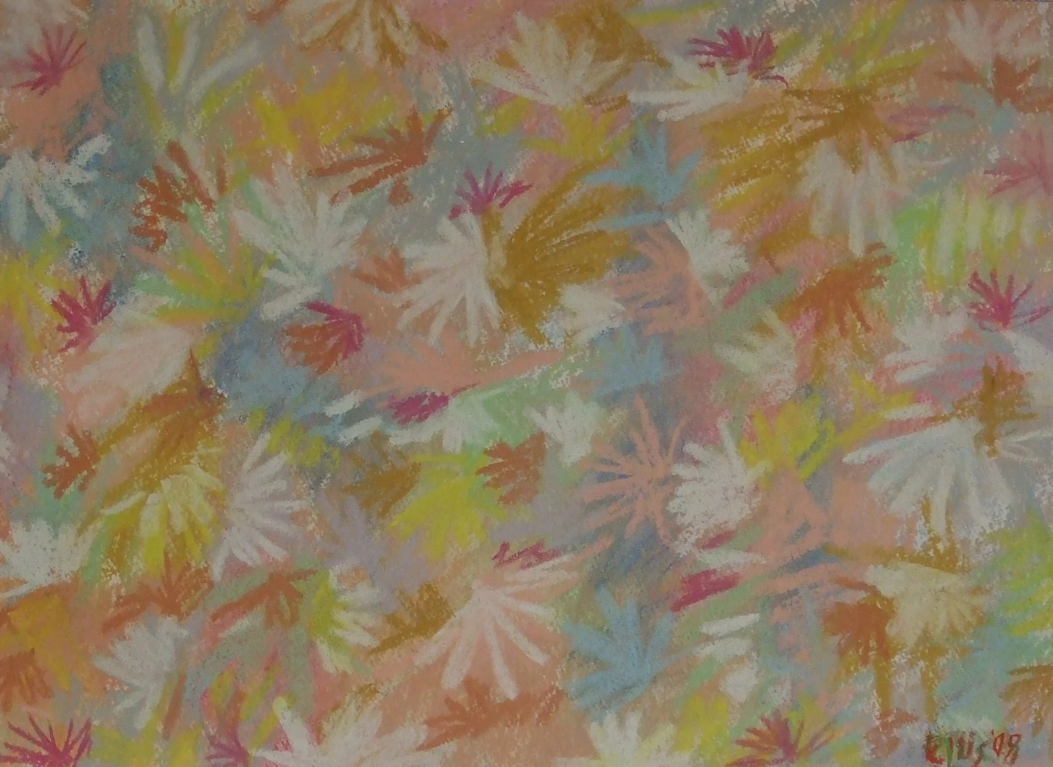 “Adjective-Yield”, 2010, 20”x24”, Pastel on Paper, the piece comes with a mat and a frame.