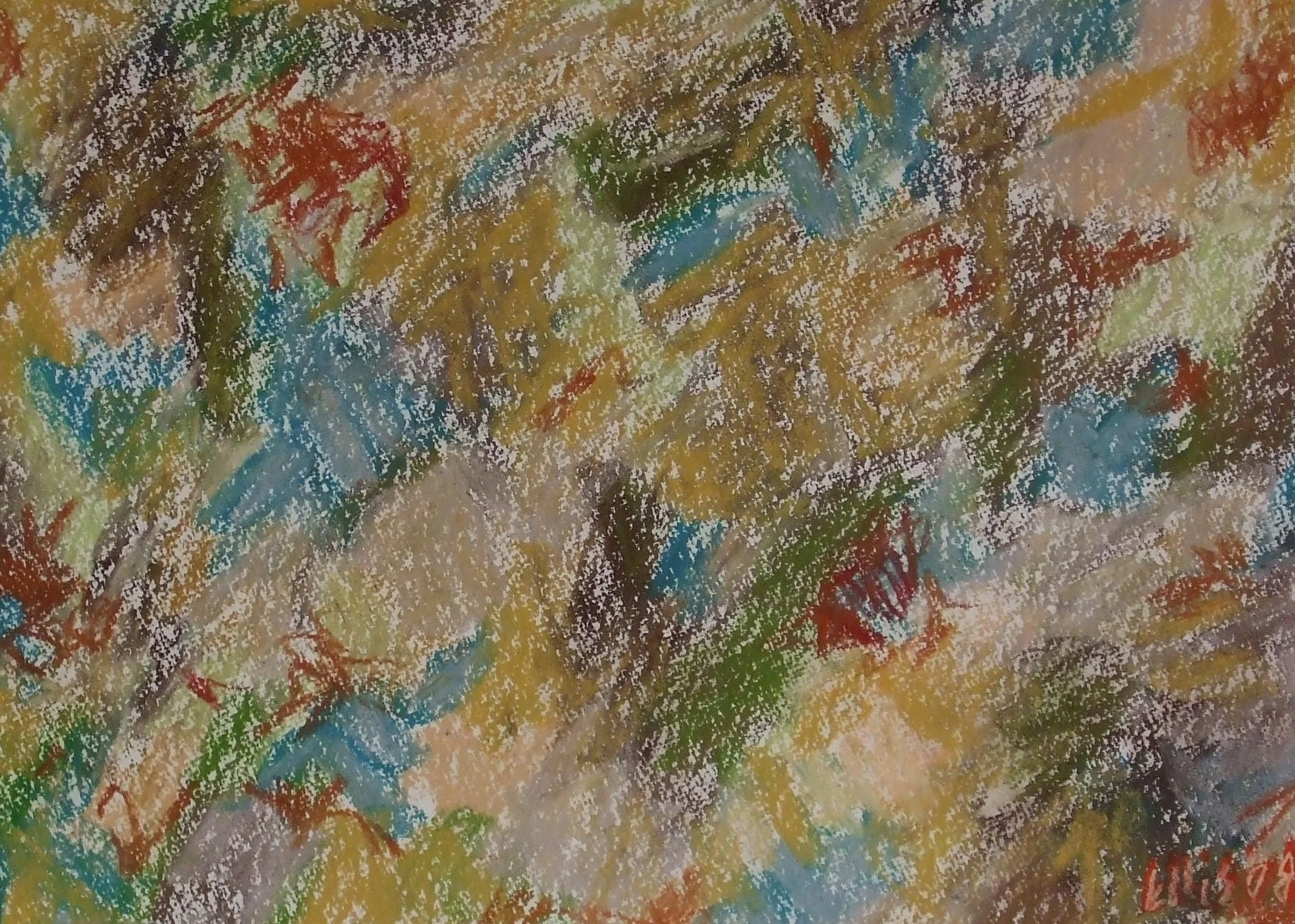 “Adjective-Muted”, 2010, 20”x24”, Pastel on Paper, the piece comes with a mat and a frame.