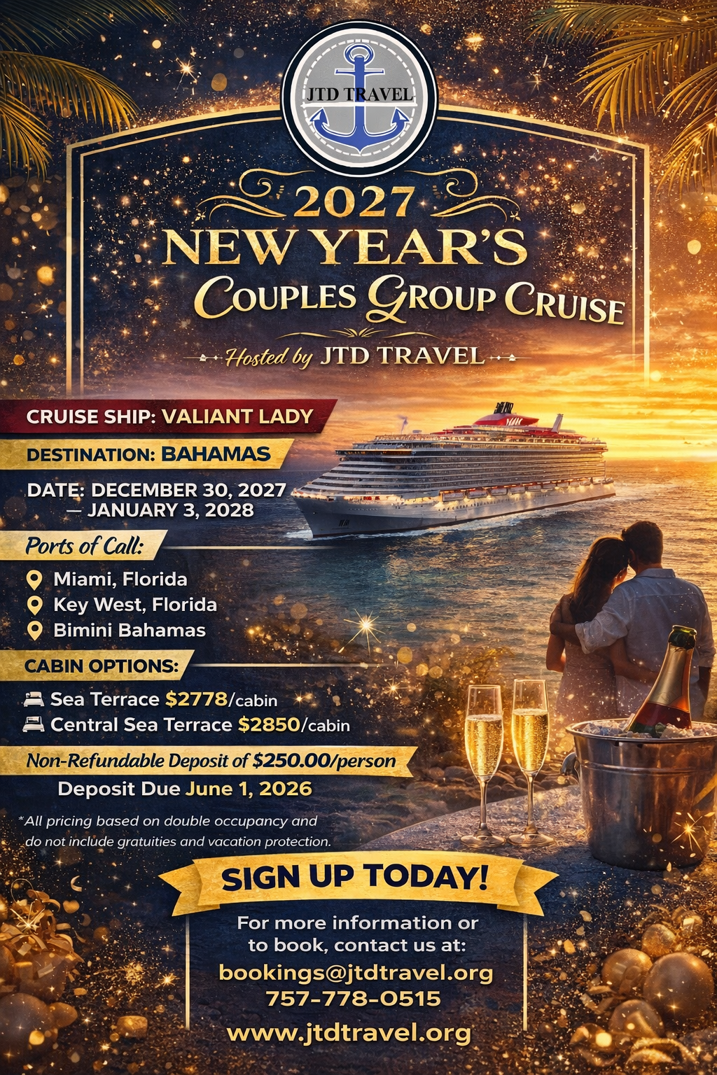 2027 New Year’s Couples Group Cruise | Hosted by JTD Travel