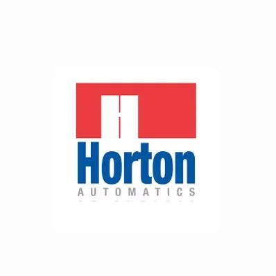 Horton Automatics logo with red geometric shape and blue text
