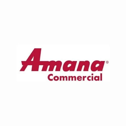 Amana Commercial logo in maroon text on a white background.