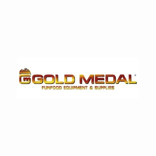 Logo for Gold Medal Funfood Equipment & Supplies, featuring a gold medal with a box of donuts on top.