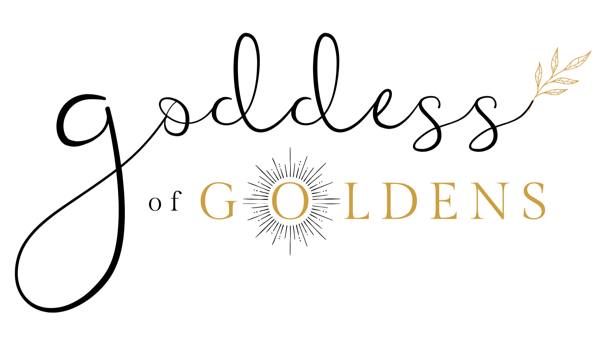 Elegant black and gold logo with a sprig design and the words 'Golden G' and 'GOLDEN' in gold.