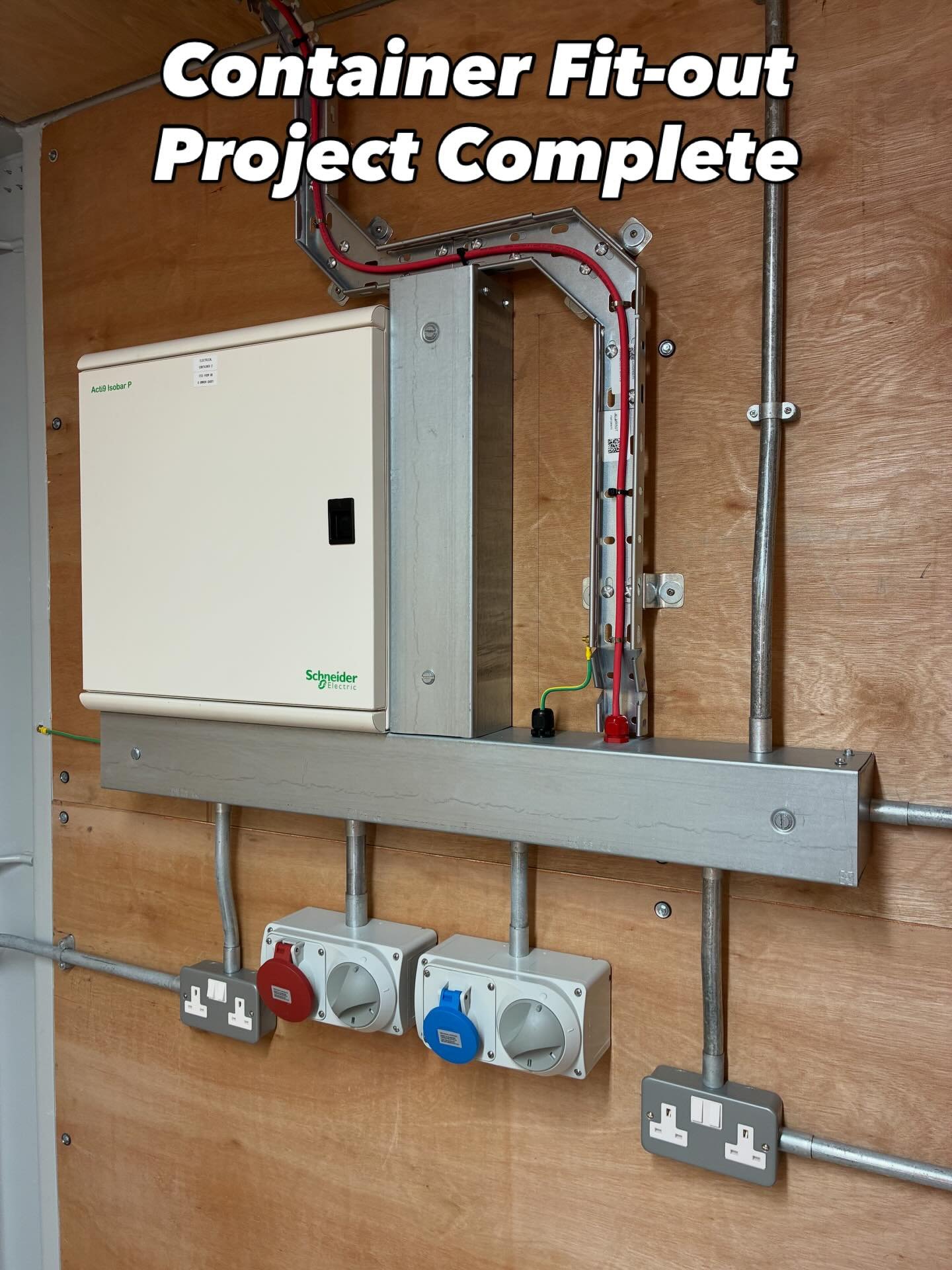 Finished this Container Fit-out, turned out looking quite decent covering a few types of containment and cable types. That Heater will come in handy during winter season too. The purpose of it is for an electrical store with a testing bench station n