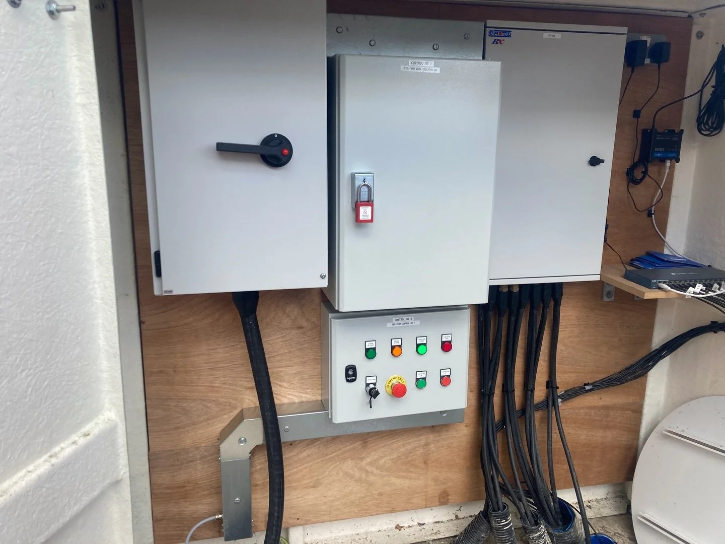 2x Bespoke Control Boards for an existing Commercial Electric Vehicle Charger GRP Kiosk. We&rsquo;ve created a solution from scratch for this to be controlled by a Power station Turbine PLC status or local manual control. From Concept➡️Design➡️Build➡