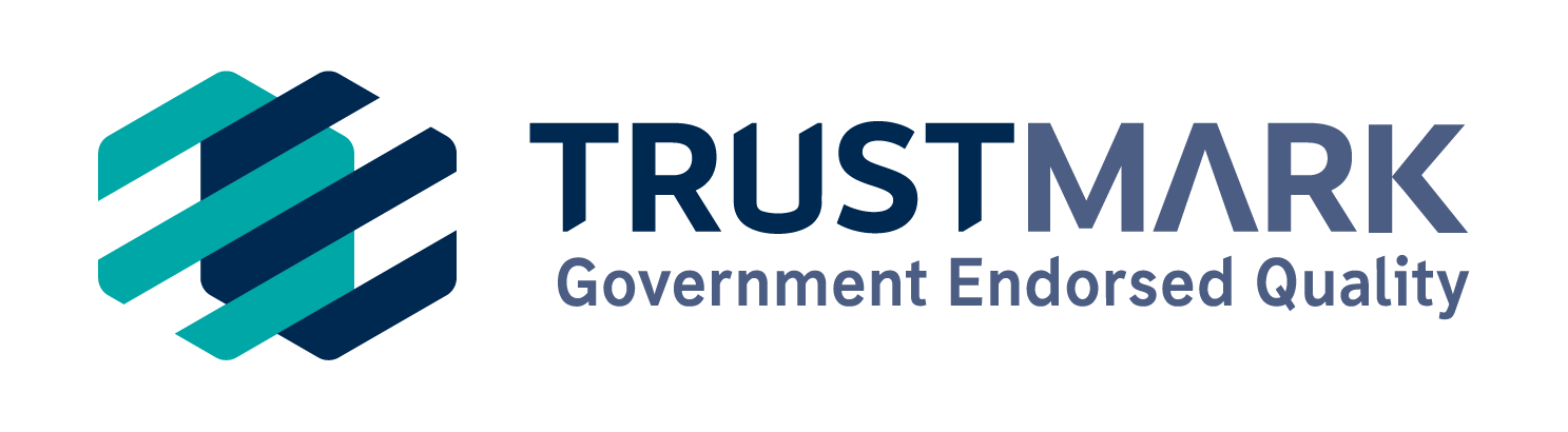 Trustmark logo with a stylized hexagonal emblem and the words "Trustmark" and "Government Endorsed Quality".