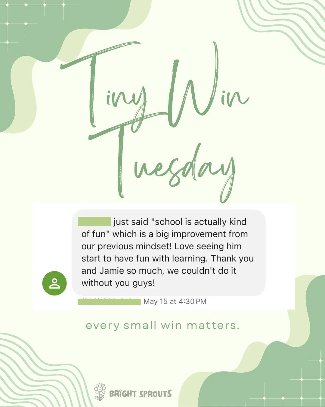 Tiny wins turn into big growth 🌱

At Bright Sprouts, families are supported by more than just one tutor. Our team works together to encourage, support, and celebrate every step of a student&rsquo;s learning journey 💛

Sometimes the biggest progress
