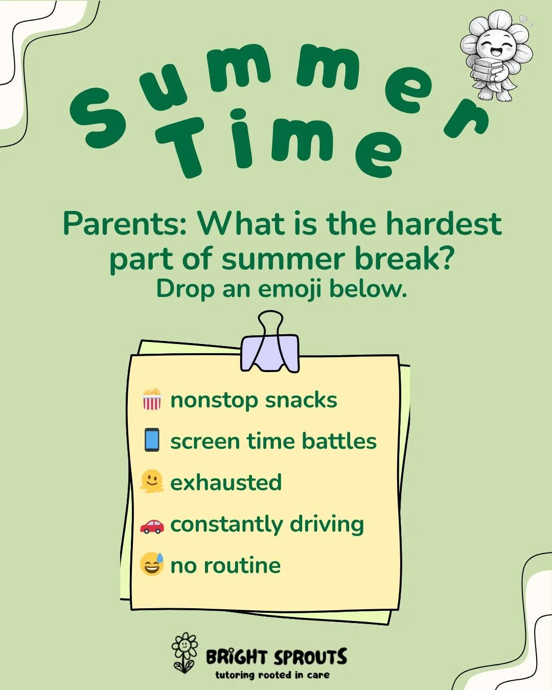 Summer break is fun&hellip; until the snacks run out again 😂☀️
Parents, what&rsquo;s the HARDEST part of summer break for you? Drop an emoji below 👇 #SummerBreak #ParentLife #BrightSprouts