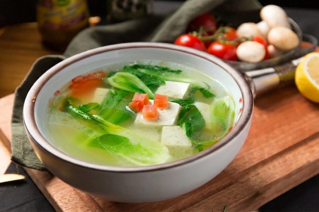 Spinach with Bean Curd Soup