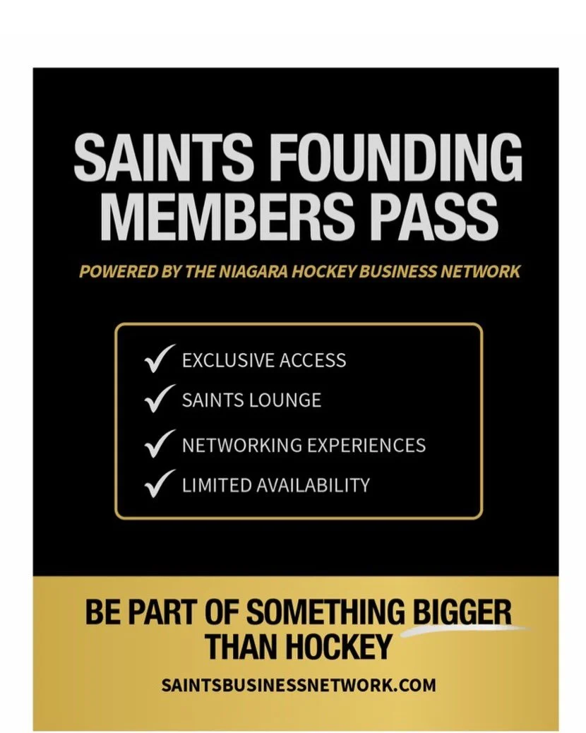 Get your St. Catharines Saints season pass for all 2026/2027 homes games. $219 including tax. Gives you two passes and a Saints hat for each person.